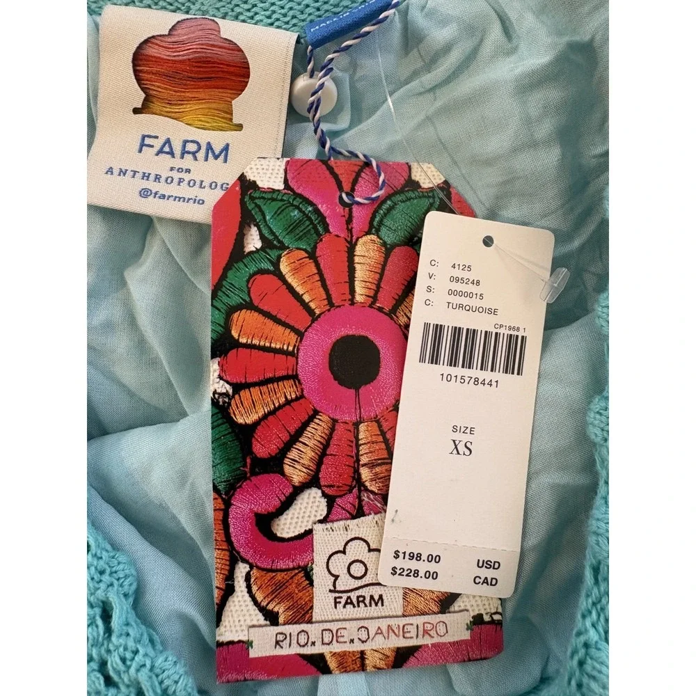 NWT Farm Rio Antropologie Crochet Tie Shorts beach vacation XS mint